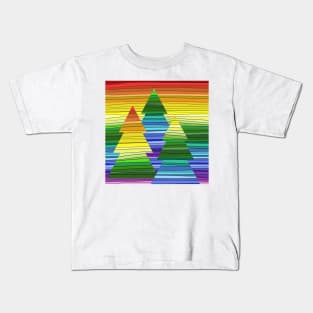 Rainbow Christmas trees Kids T-Shirt